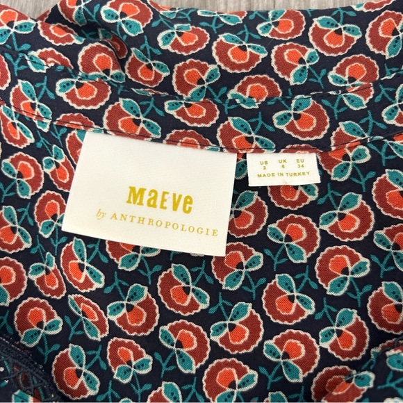 Maeve by Anthropologie Janice Peasant Blouse Floral Layered Boho Spring Size 2 - Picture 6 of 10